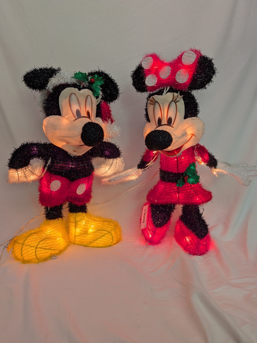 Disney Light-Up Minnie & Mickey Holiday Figures in Black, Pink, Yellow